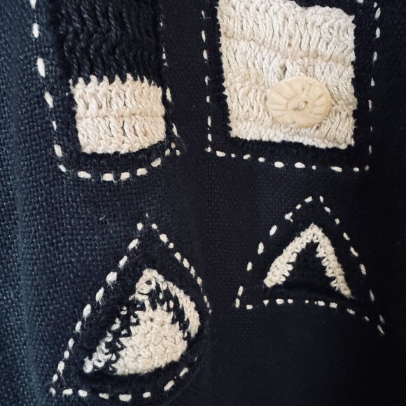 Vtg California Style Shacket Embroidered Crochet Linen Cotton Artsy Boho Relaxed - Picture 6 of 16